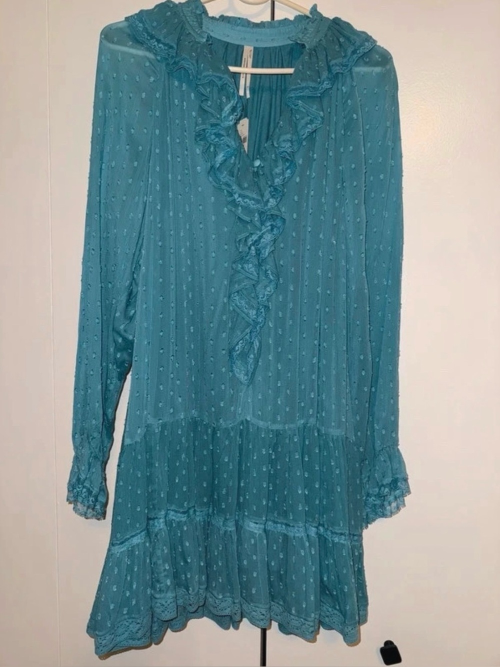 Maeve Teal Tiered Ruffle Mini Dress